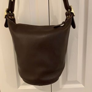 COACH vintage crossbody bucket bag brown with brass hardware